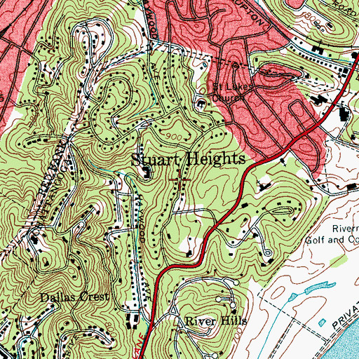 Topographic Map of Stuart Heights, TN