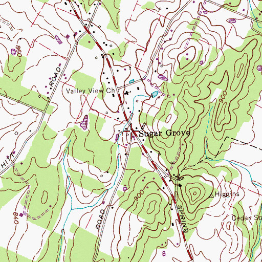 Topographic Map of Sugar Grove, TN