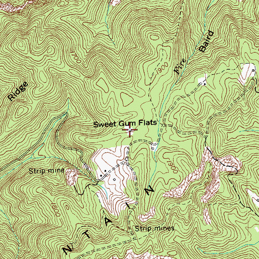 Topographic Map of Sweet Gum Flats, TN