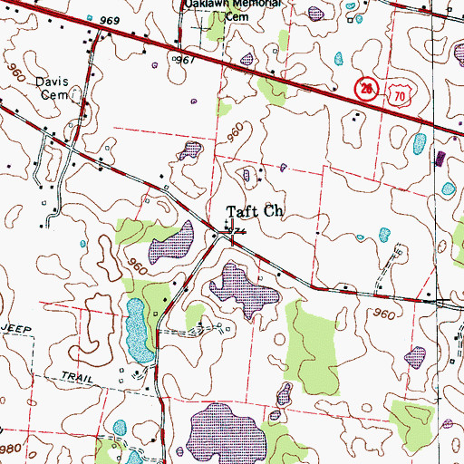 Topographic Map of Taft Church, TN