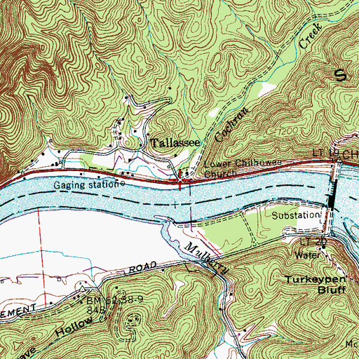 Topographic Map of Tallassee, TN
