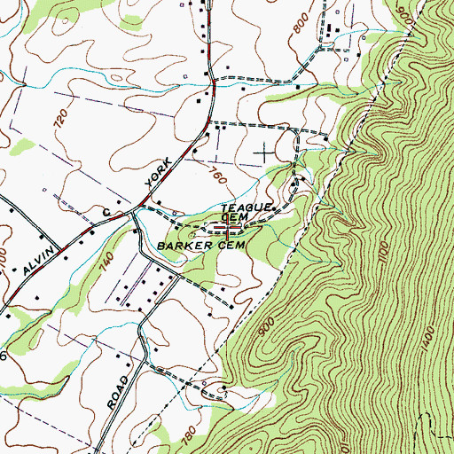 Topographic Map of Teague Cemetery, TN