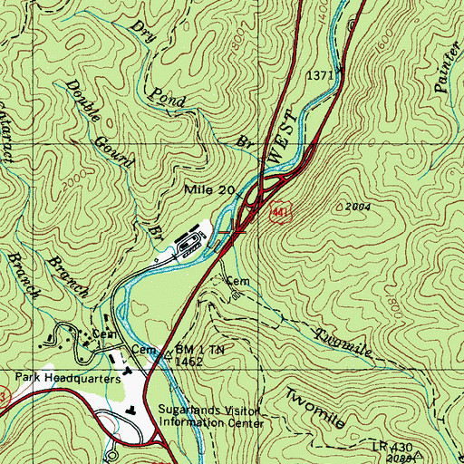 Topographic Map of Twomile Branch, TN