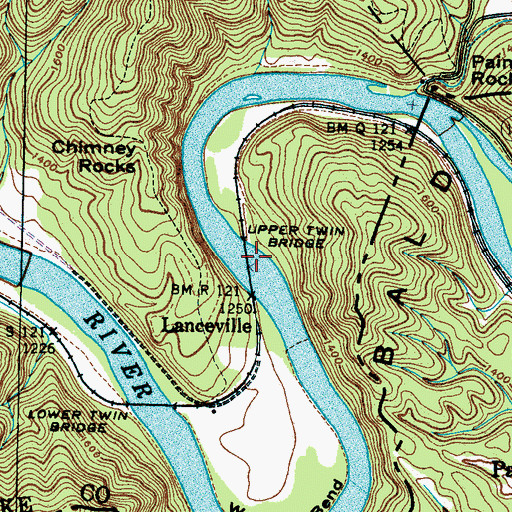 Topographic Map of Upper Twin Bridge, TN