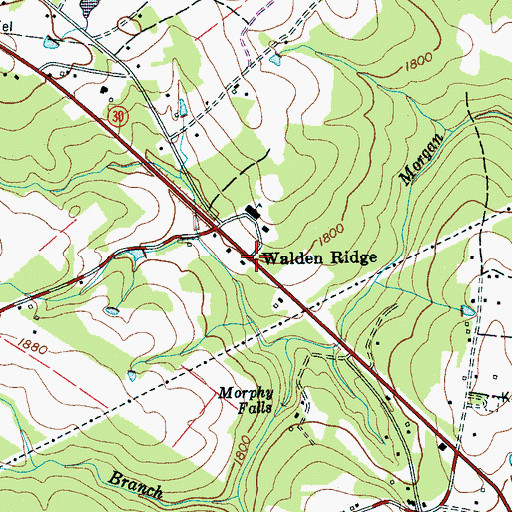 Topographic Map of Walden Ridge, TN