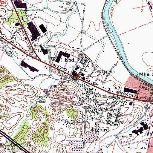Topographic Map of West End, TN