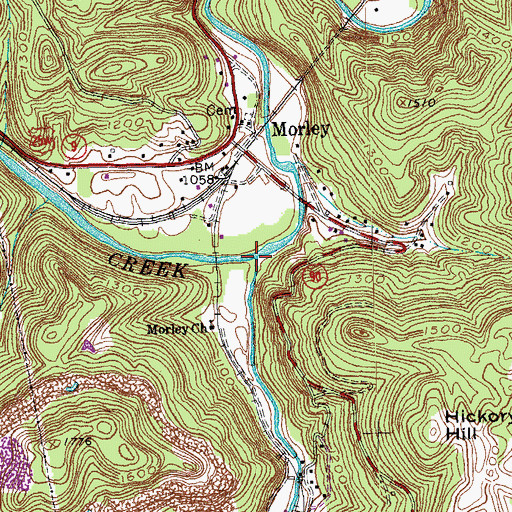 Topographic Map of White Oak Creek, TN