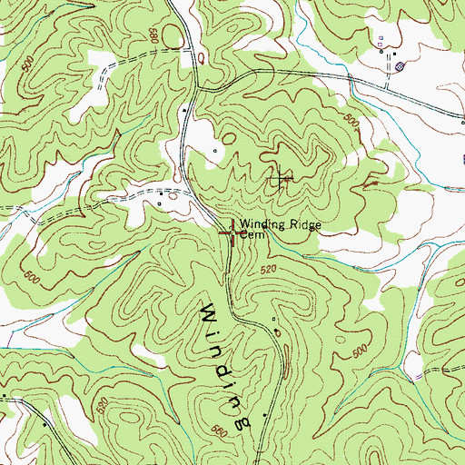 Topographic Map of Winding Ridge Cemetery, TN