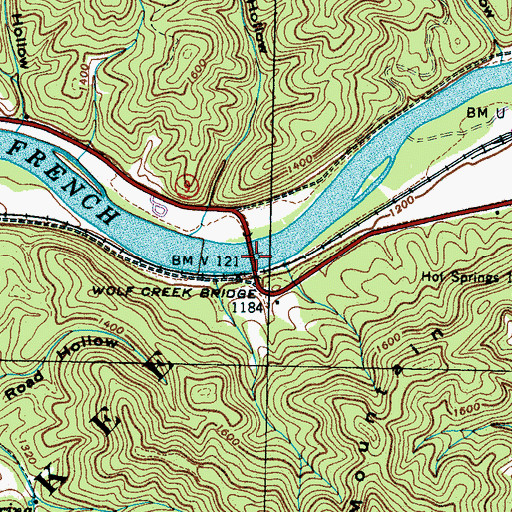 Topographic Map of Wolf Creek Bridge, TN