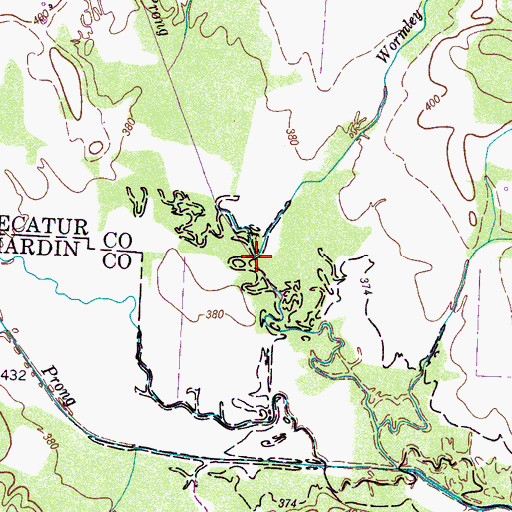 Topographic Map of Wormley Branch, TN