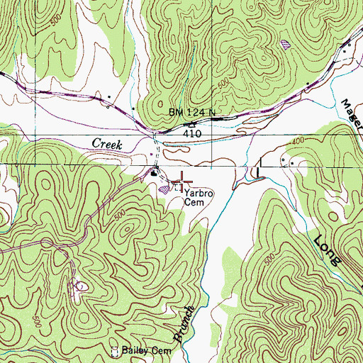 Topographic Map of Yarbro Cemetery, TN