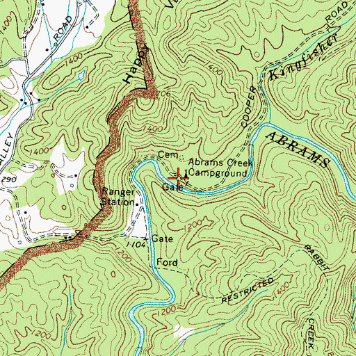Topographic Map of Abrams Creek Campground, TN