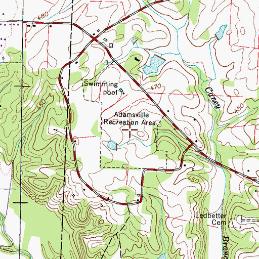Topographic Map of Adamsville Recreation Area, TN
