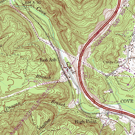 Topographic Map of Adkins Branch, TN