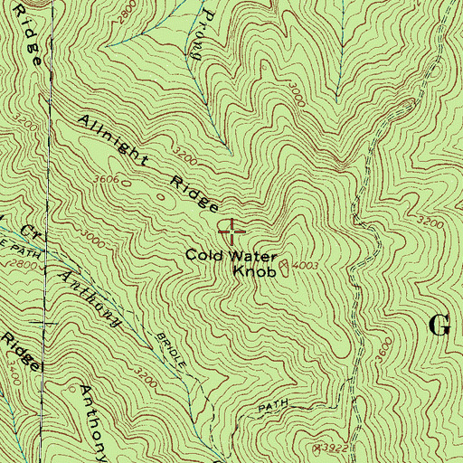 Topographic Map of Allnight Ridge, TN