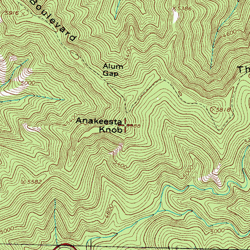 Topographic Map of Anakeesta Knob, TN