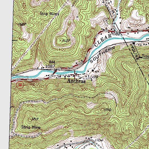 Topographic Map of Anthras, TN
