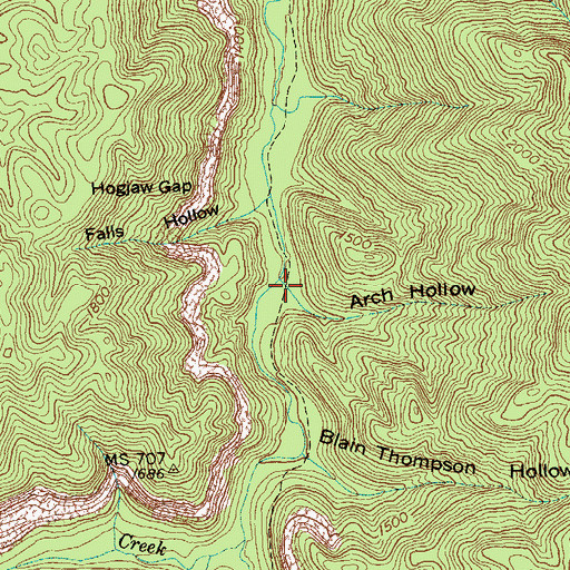 Topographic Map of Arch Hollow, TN