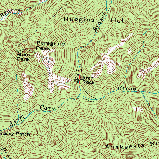 Topographic Map of Arch Rock, TN