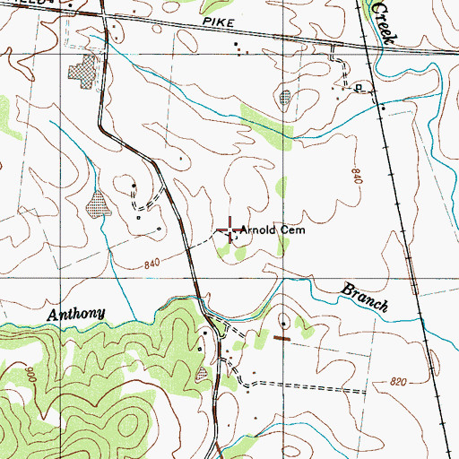 Topographic Map of Arnold Cemetery, TN