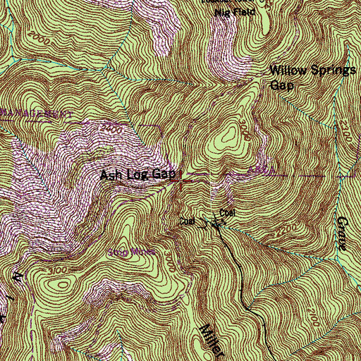 Topographic Map of Ash Log Gap, TN