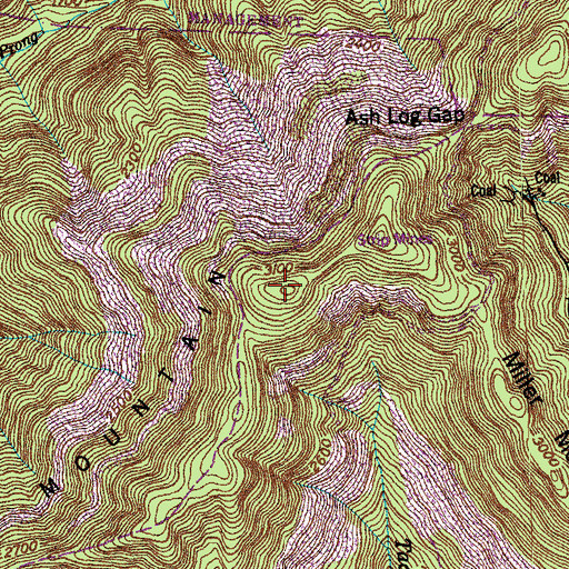 Topographic Map of Ash Log Mountain, TN