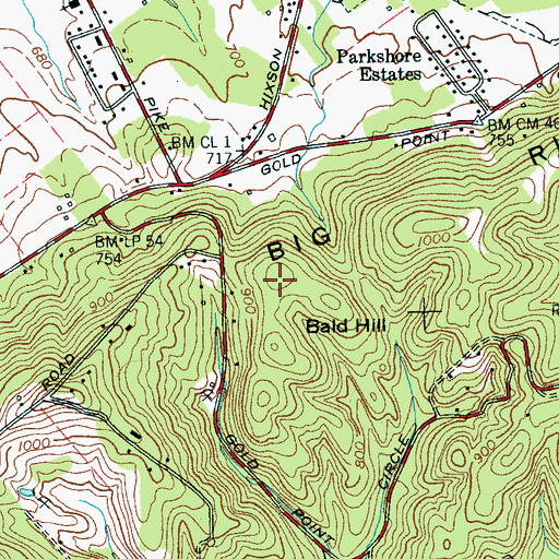 Topographic Map of Bald Hill, TN