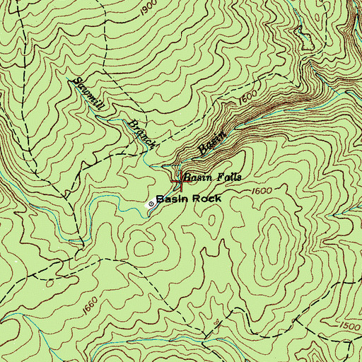 Topographic Map of Basin Falls, TN