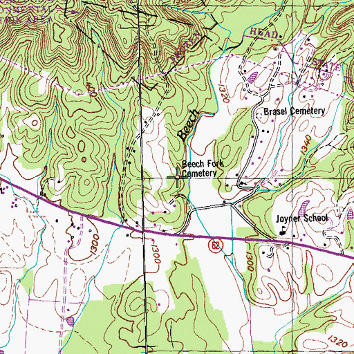 Topographic Map of Beech Fork Cemetery, TN