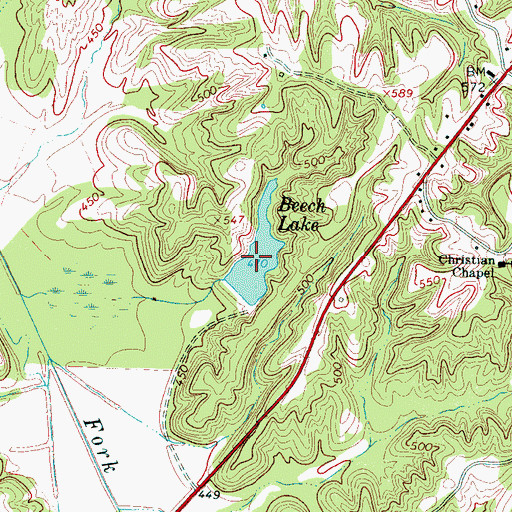 Topographic Map of Beech Lake, TN