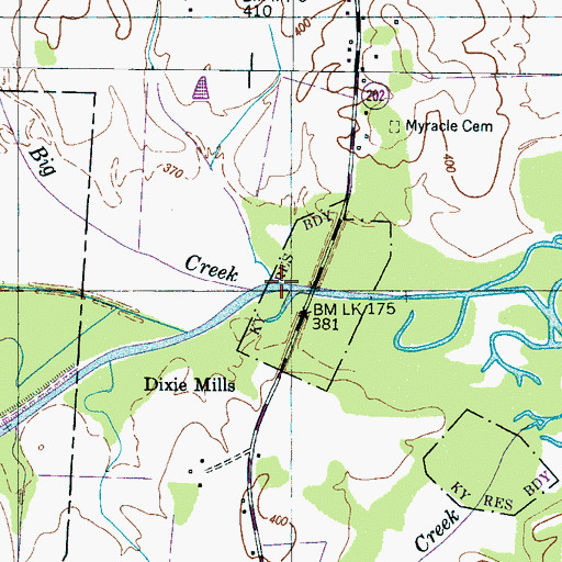 Topographic Map of Big Creek, TN