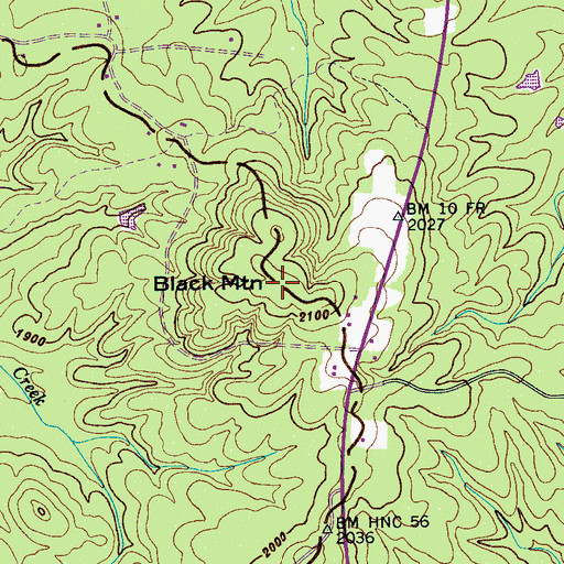 Topographic Map of Black Mountain, TN