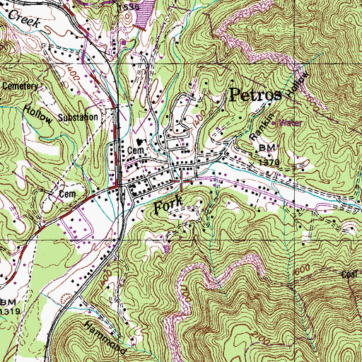 Topographic Map of Bletchers Creek, TN