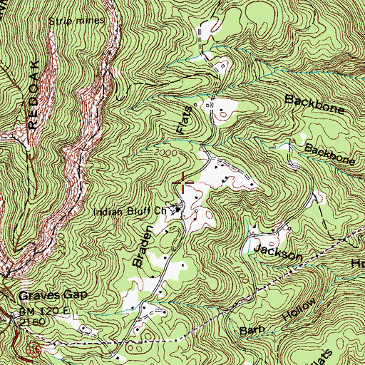 Topographic Map of Braden Flats, TN