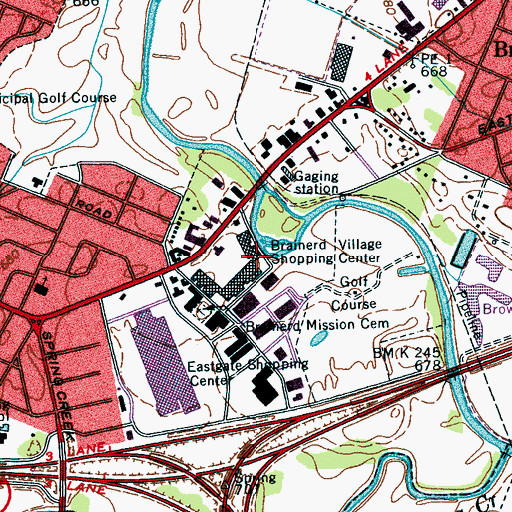 Topographic Map of Brainerd Village Shopping Center, TN