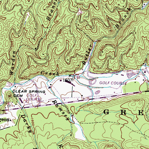 Topographic Map of Butler Branch, TN