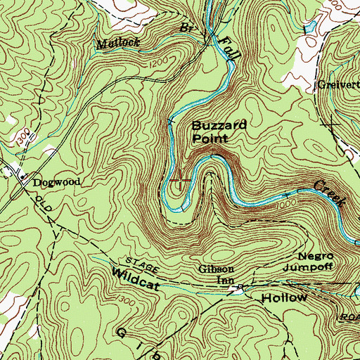 Topographic Map of Buzzard Point, TN