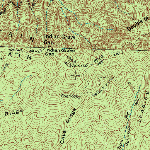 Topographic Map of Cades Cove Mountain, TN