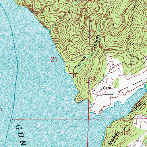 Topographic Map of Tidwell Hollow, AL