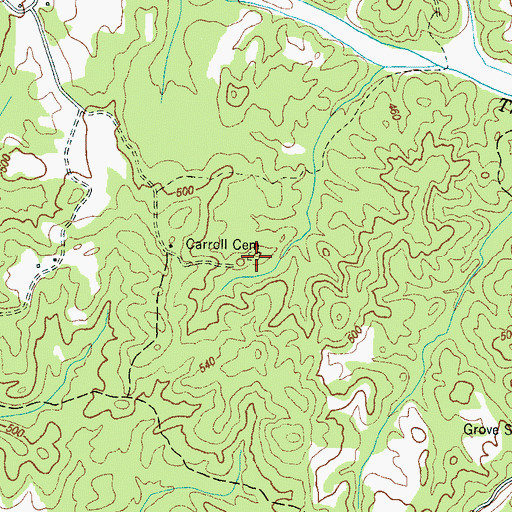 Topographic Map of Carroll Cemetery, TN