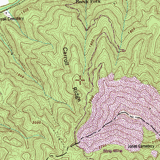 Topographic Map of Carroll Ridge, TN