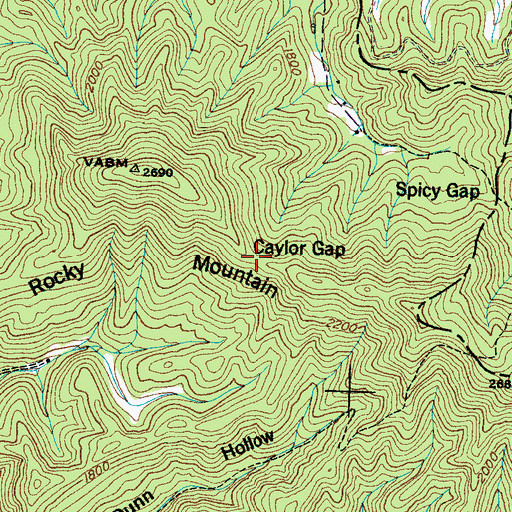 Topographic Map of Caylor Gap, TN