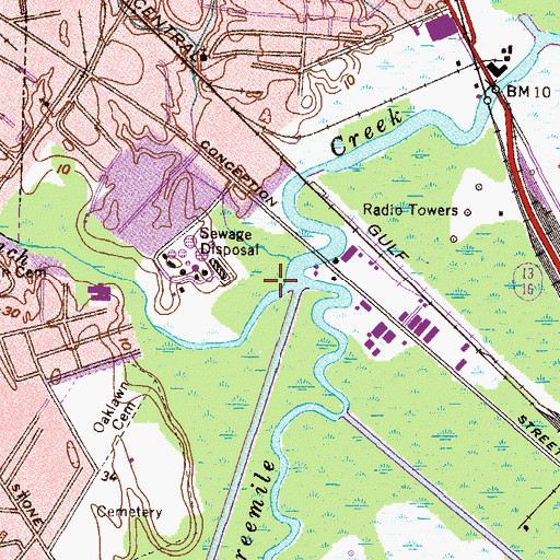 Topographic Map of Toulmins Spring Branch, AL