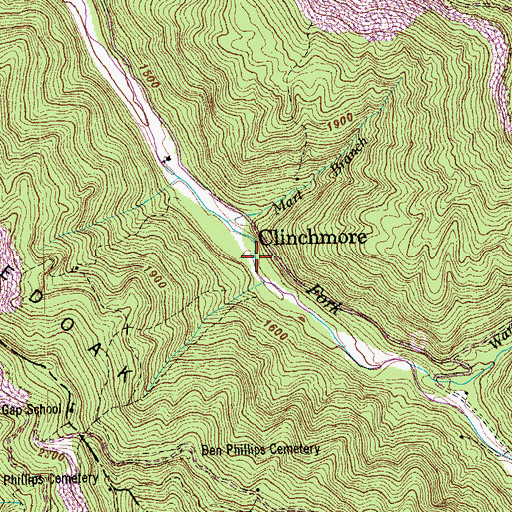 Topographic Map of Clinchmore, TN