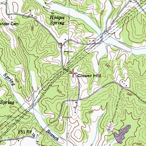 Topographic Map of Clover Hill, TN