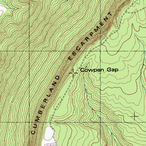 Topographic Map of Cowpen Gap, TN