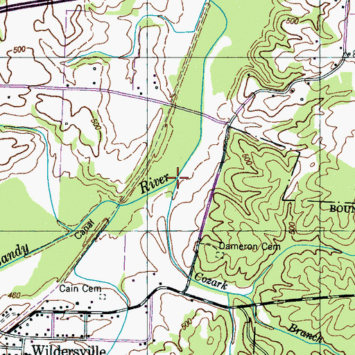 Topographic Map of Cozark Branch, TN