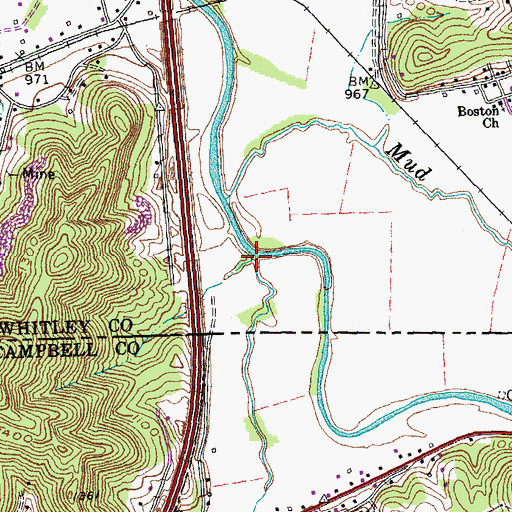 Topographic Map of Crouches Creek, TN