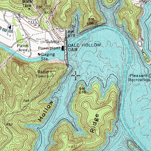 Topographic Map of Dale Hollow, TN