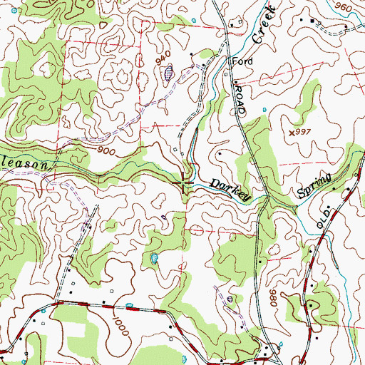 Topographic Map of Darkey Spring Branch, TN